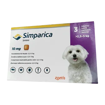 Симпарика таблетки для пер. пр. для собак 10мг 2,5-5кг ГЕРМАНИЯ! N3